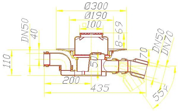 DALLMER Bodenablauf 55 E, DN 50/DN 70, 100 x 100 mm