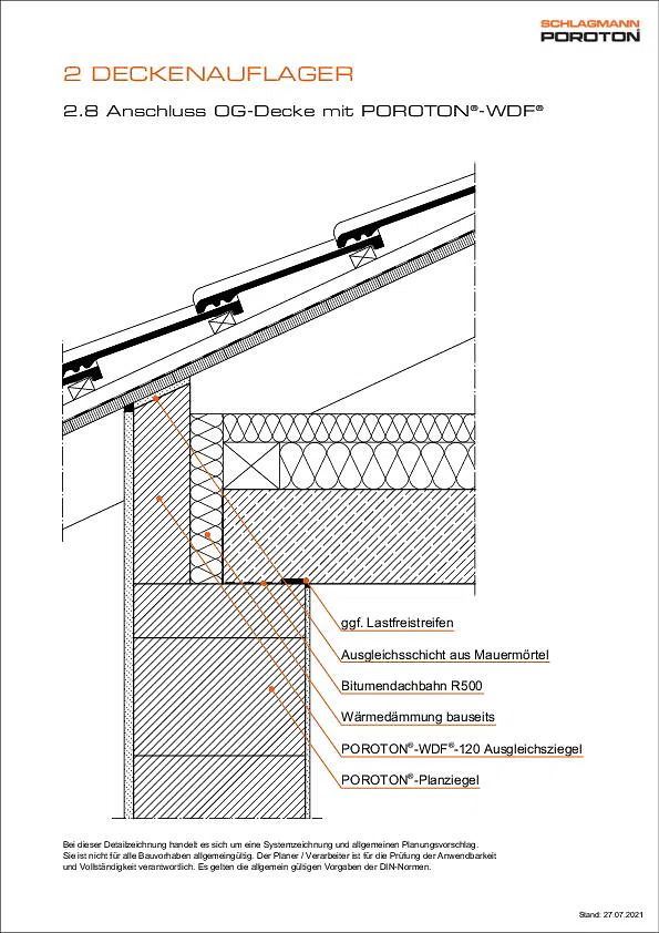 Anschluss OG-Decke mit POROTON®-WDF®