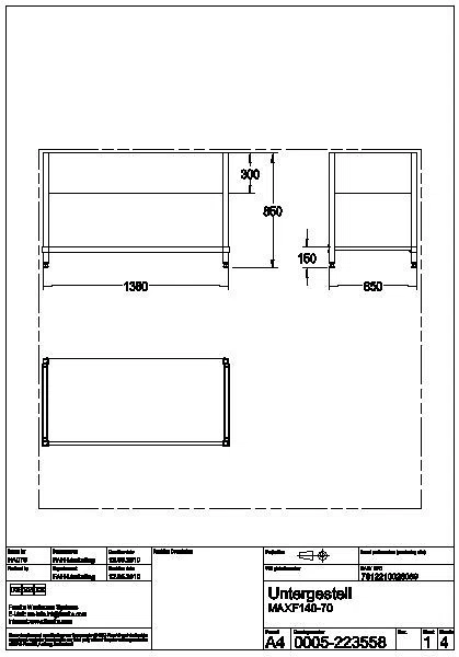 Untergestell, MAXIMA, Edelstahl, 1380x850x650 mm, MAXF140-70