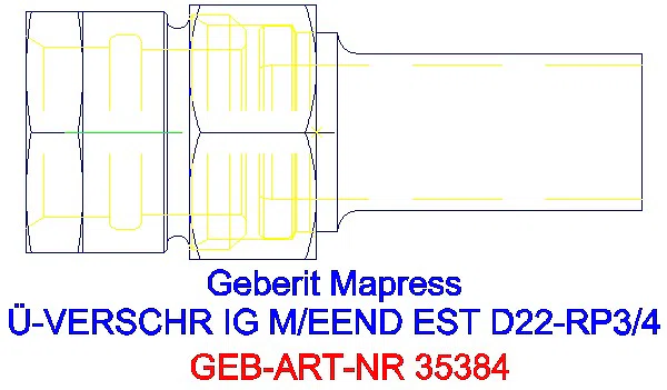 GE Mapress Edelstahl Übergangsverschr. mit IG und Einschubende d22-Rp3/4_35384_G