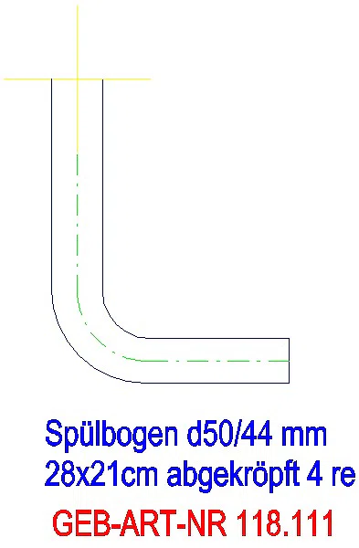 GE Spülbogen 90Gr 28x21 cm rechts gekröpft 4 cm weiß-alpin d50/44_118.111.11.1_L