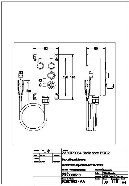 Bedienbox, A3000open, Kunststoff, AP, 80x120x55 mm, Anschl. an ECC2, 24 VDC, ZA3OP0034