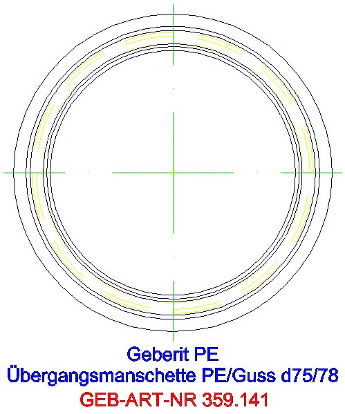 GE PE Übergangsmanschette auf Guss mit Stützring d75/78_359.141.00.1_G