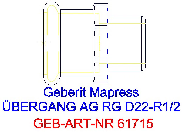 GE Mapress Kupfer Übergang mit AG Rg d22-R1/2_61715_G