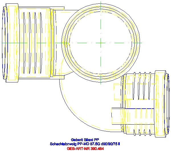 GE Silent-PP Schachtbogenabzweig 87,5Gr links d90/75/90_390.464.14.1_G