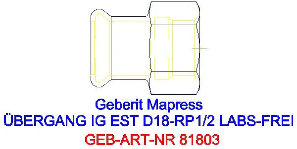 GE Mapress Edelstahl Übergang mit IG (LABS-frei) d18-Rp1/2_81803_G