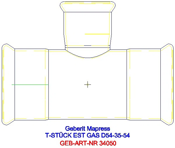 GE Mapress Edelstahl T-Stück reduziert (Gas) d54-35-54_34050_A