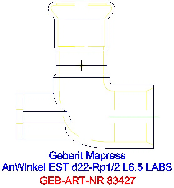 GE Mapress Edelstahl Anschlusswinkel 90Gr abgesetzt (LABS-frei) d22-Rp3/4_83427_L