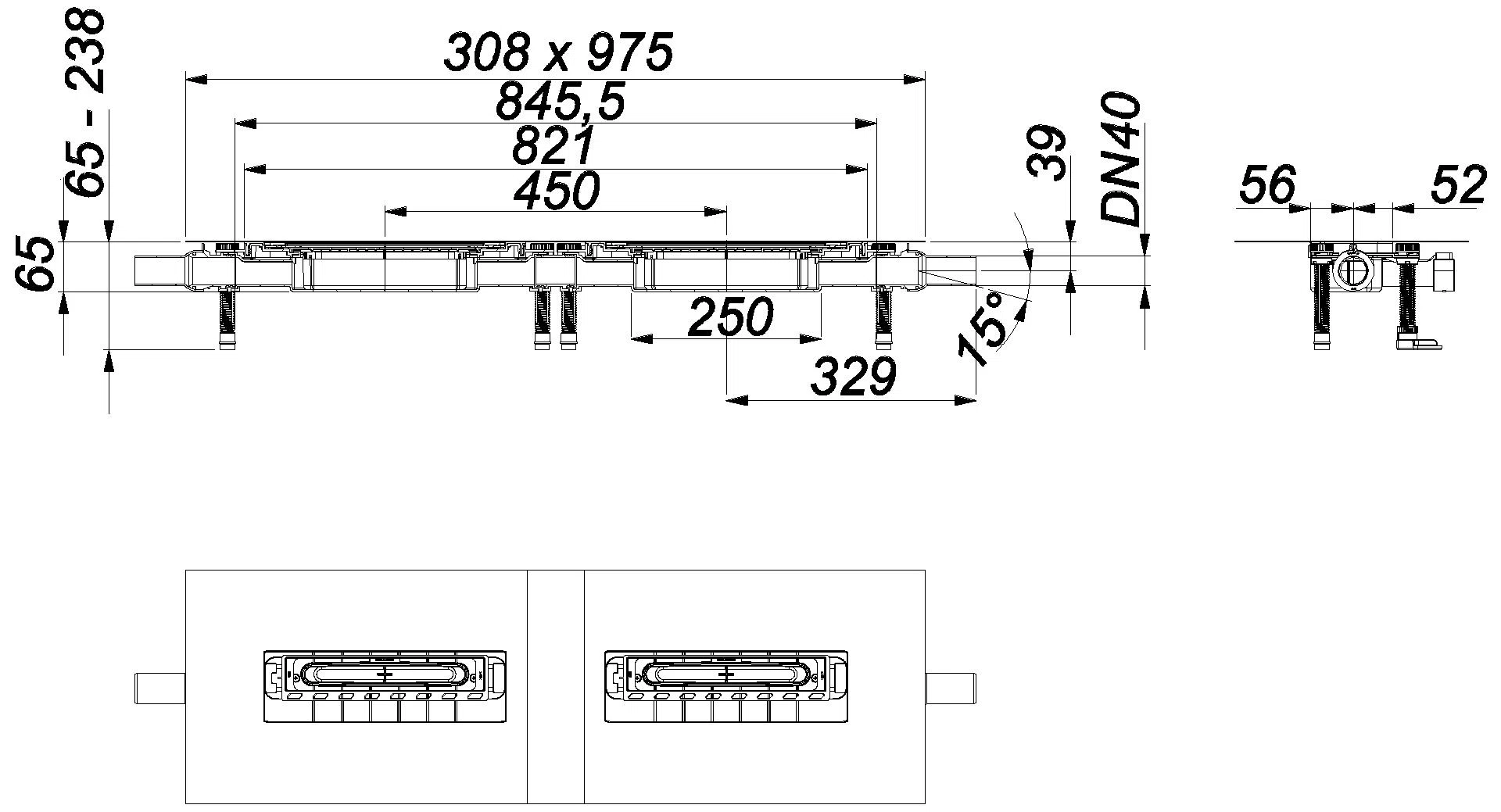 DALLMER Ablaufgehäuse DallFlex 2.0 DUO Plan, DN 40