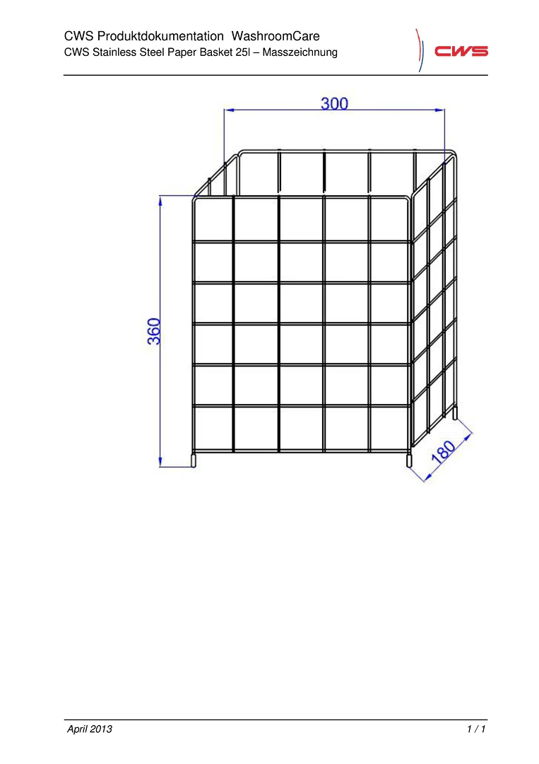 Stainless Steel Paper Basket 25l