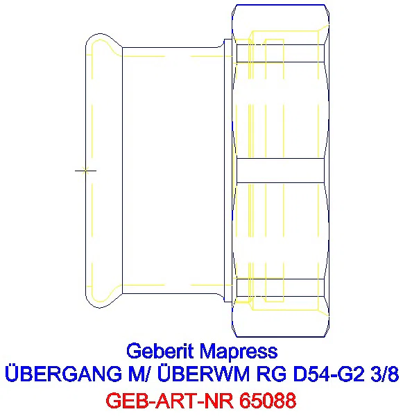 GE Mapress Kupfer Übergang mit Überwurfmutter Rg d54-G2 3/8_65088_A