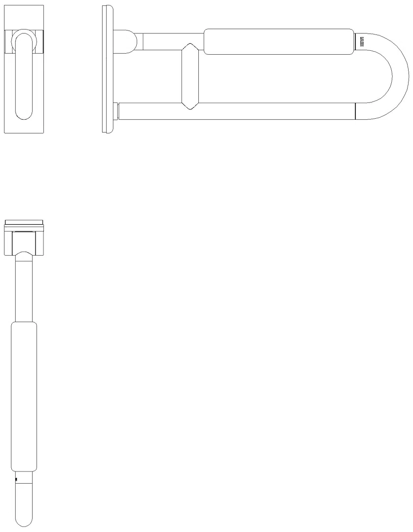 HEWI mobiler Stützklappgriff, matt, L:600mm, mit Armpolster lichtgrau