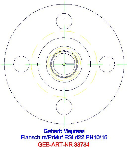 GE Mapress Edelstahl Flansch PN 10/16 mit Pressmuffe d22_33734_L