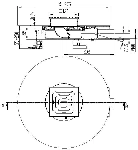 DALLMER Bodenablauf DallDrain Pure Plan, DN 40, 120 x 120 mm