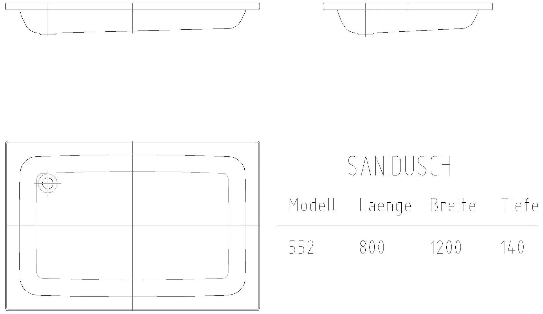 KALDEWEI SANIDUSCH Duschfläche, 800x1200x32 mm, Modell-Nr: 552