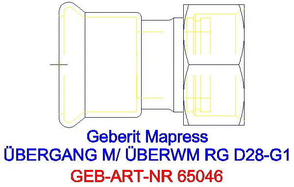 GE Mapress Kupfer Übergang mit Überwurfmutter Rg d28-G1_65046_G