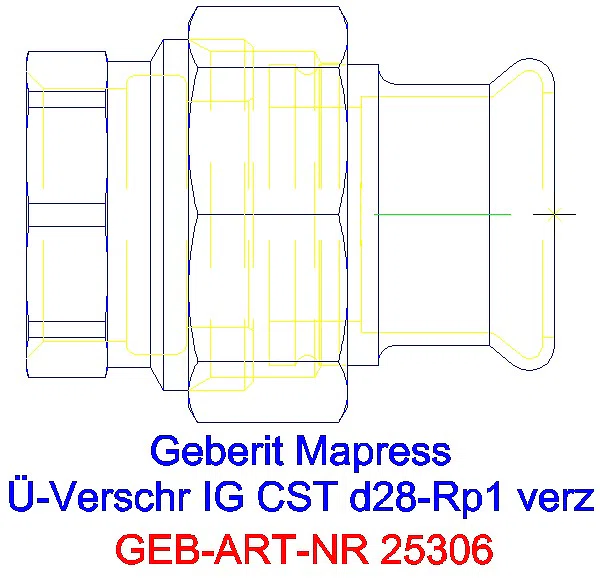 GE Mapress C-Stahl Übergangs- verschraubung mit IG d28-Rp1 verzinkt_25306_A