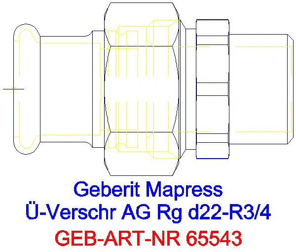 GE Mapress Kupfer Übergangsverschraubung mit AG Rg d22-R3/4_65543_A