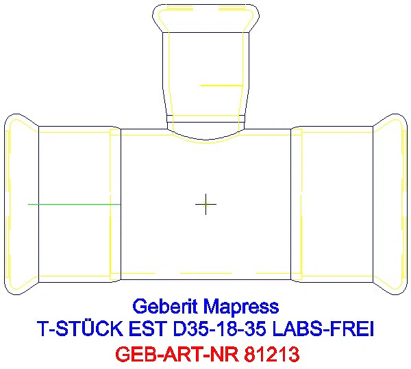 GE Mapress Edelstahl T-Stück reduziert (LABS-frei) d35-18-35_81213_A