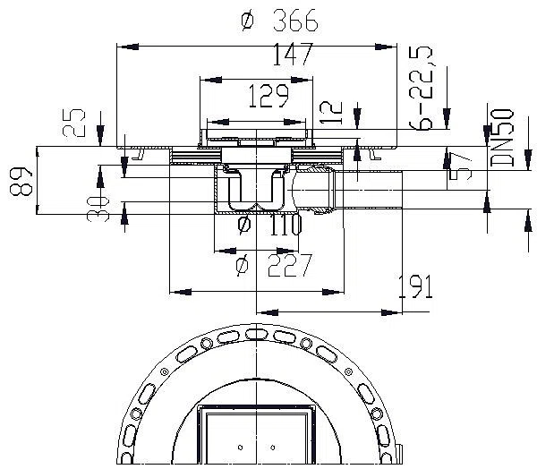 DALLMER Bodenablauf TistoStone Plan VC 15, DN 50, 150 x 150 mm