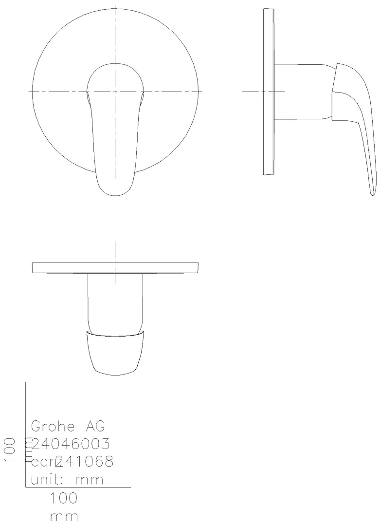GROHE EH-Brausebatt. Eurostyle 24046_3 FMS für 35604 Hebel geschlossen chrom