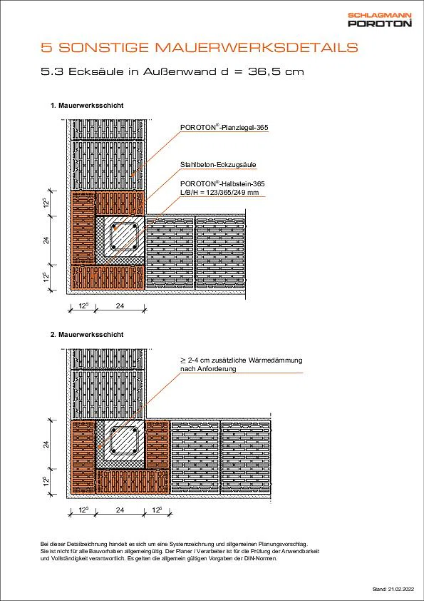 Stahlbeton-Eckstütze in Außenwand