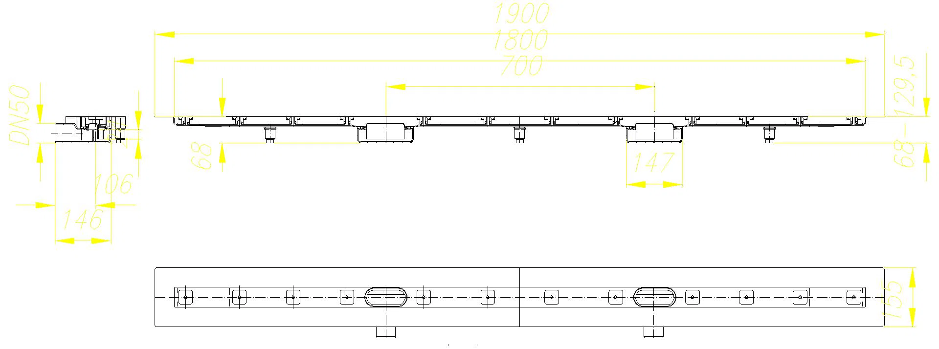 DALLMER Duschrinne CeraLine Nano F Duo 1800 mm, DN 50