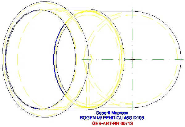 GE Mapress Kupfer Bogen 45Gr mit Einschubende d108_60713_G