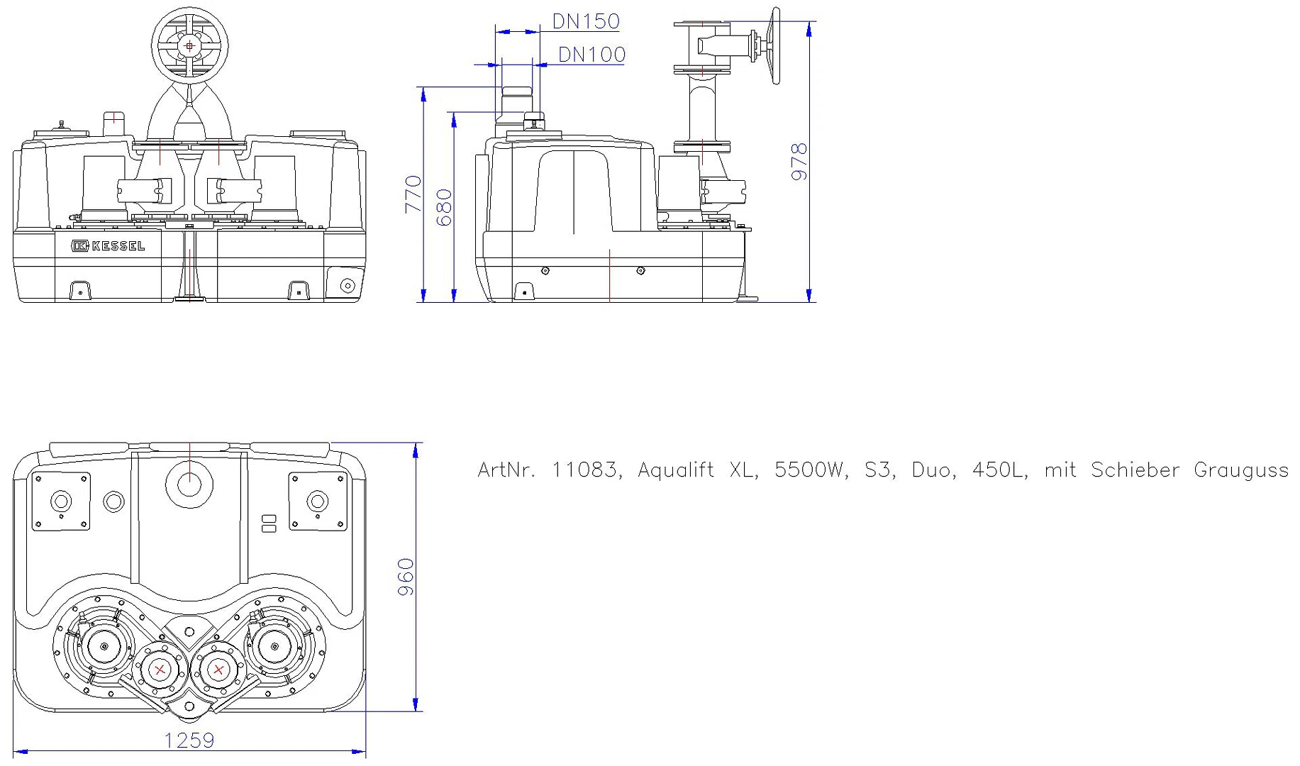 KESSEL-Doppelhebeanlage Aqualift F XL 5500W-S3 Duo 450L m.S.G.