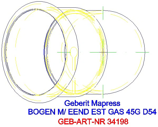 GE Mapress Edelstahl Bogen 45Gr d54 mit Einschubende (Gas)_34198_G