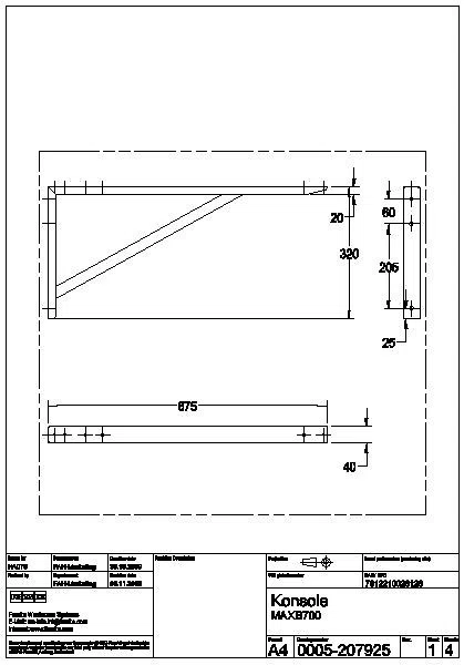Konsole, MAXIMA, Edelstahl, 40x320x675 mm, MAXB700