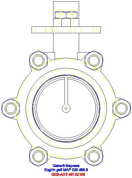 GE Mapress Kugelhahn NPW, mit Bet.-Hebel geflanscht d88,9_92108_L