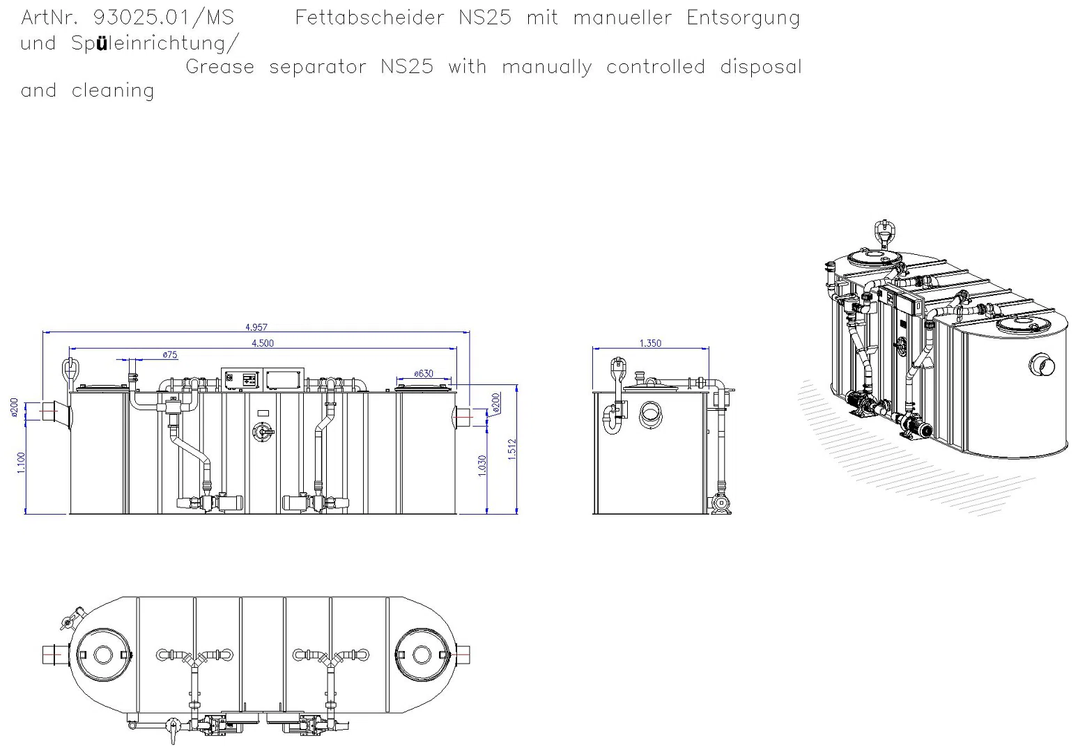 KESSEL-Fettabscheider EasyClean free NS 25, Mix & Pump