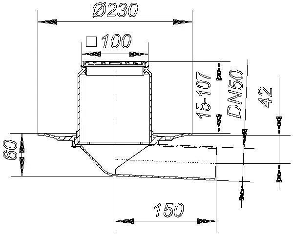 DALLMER Balkonablauf 83 E, DN 50, 100 x 100 mm