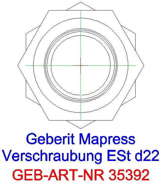 GE Mapress Edelstahl Verschraubung mit Überwurfmutter aus ESt d22_35392_L