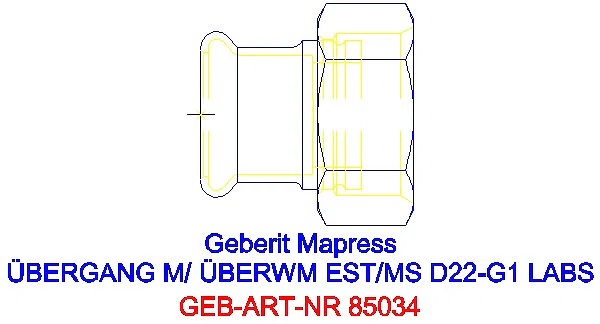 GE Mapress Edelstahl Übergang mit Überwurfmutter (LABS-frei) d22-G1_85034_A