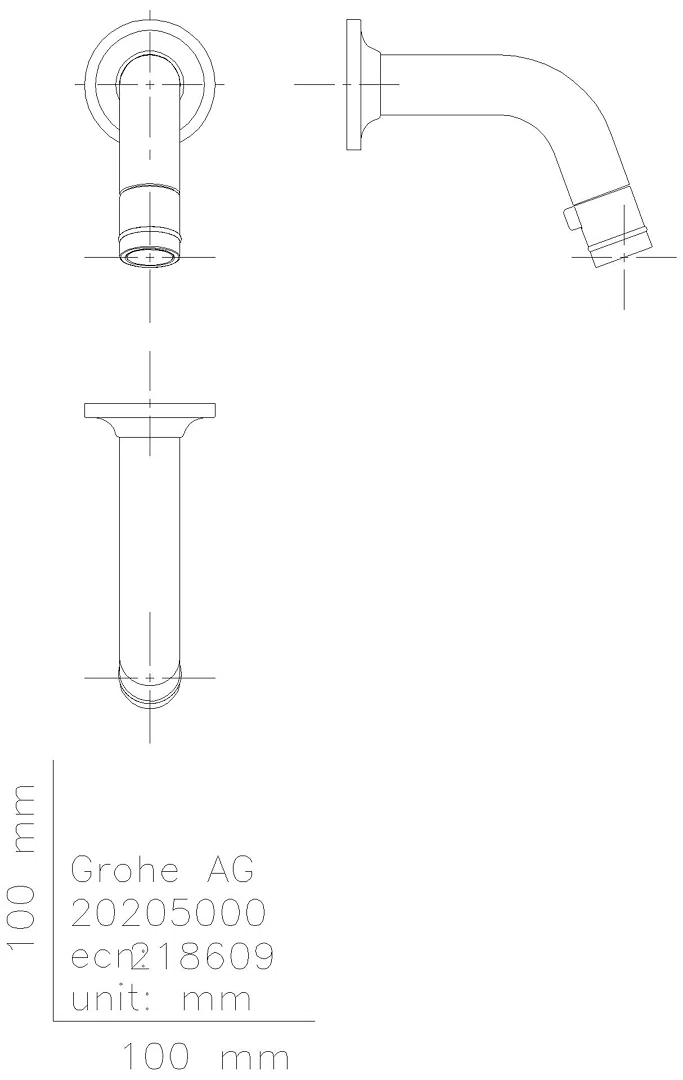 GROHE WT-Wandauslaufventil Universal 20205 Ausladung 106mm chrom