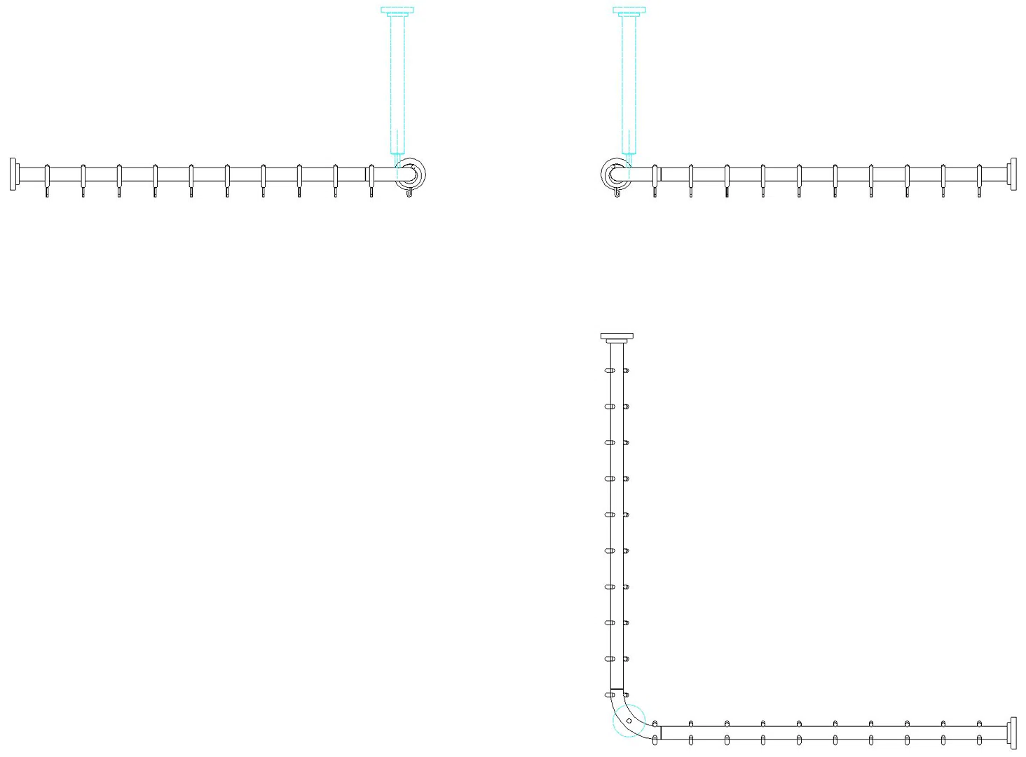 HEWI VH-Stange Ser 801, AM:983x983mm, 20 Ringe, suizidhemmend lichtgrau