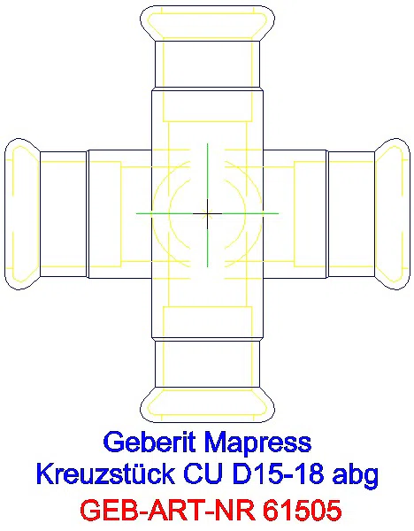 GE Mapress Kupfer Kreuzstück abgesetzt d15-18_61505_G