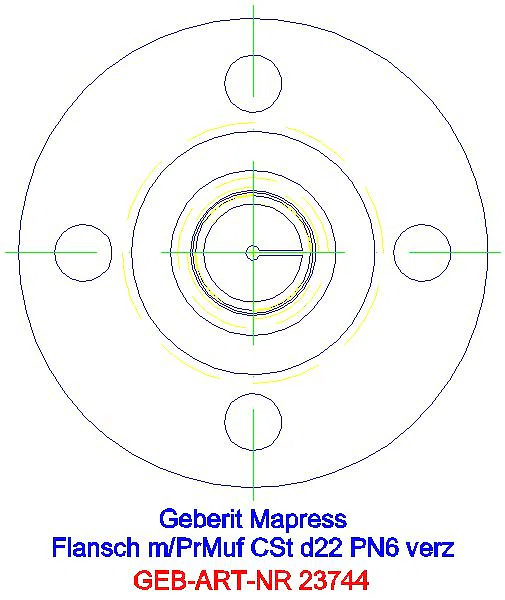 GE Mapress C-Stahl Flansch PN 6 mit Pressmuffe d22_23744_L