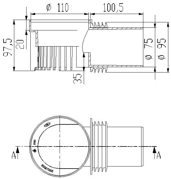 DALLMER Notentwässerungselement für Attikaabläufe, d: 110 mm