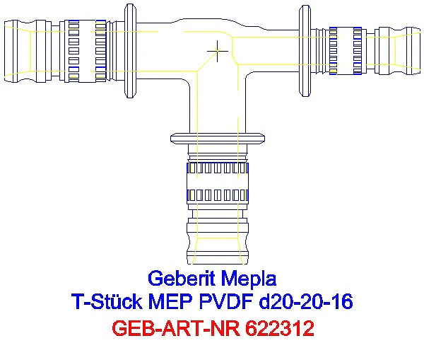 GE Mepla T-Stück reduziert PVDF d20-20-16_622.312.00.5_A