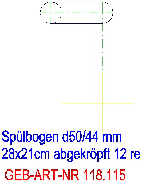 GE Spülbogen 90Gr 28x21 cm rechts gekröpft 12 cm weiß-alpin d50/44_118.115.11.1_G
