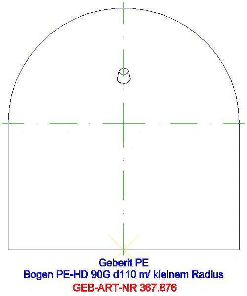 GE PE Bogen 90Gr mit langem Schenkel Schenkel und kleinem Radius d110_367.876.16.1_G