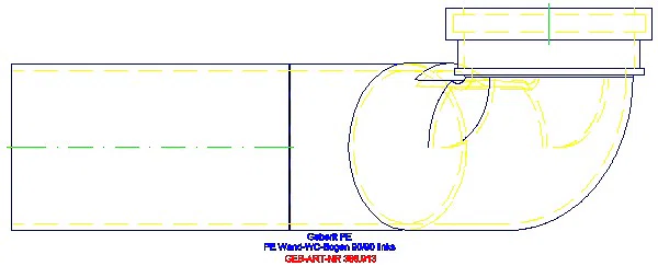 GE PE Anschlussbogen 90Gr für Wand-WC links gekröpft mit Erweiterung d90/90_366.913.16.1_G