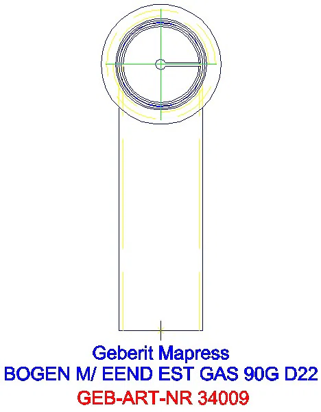GE Mapress Edelstahl Bogen 90Gr d22 mit Einschubende (Gas)_34009_L