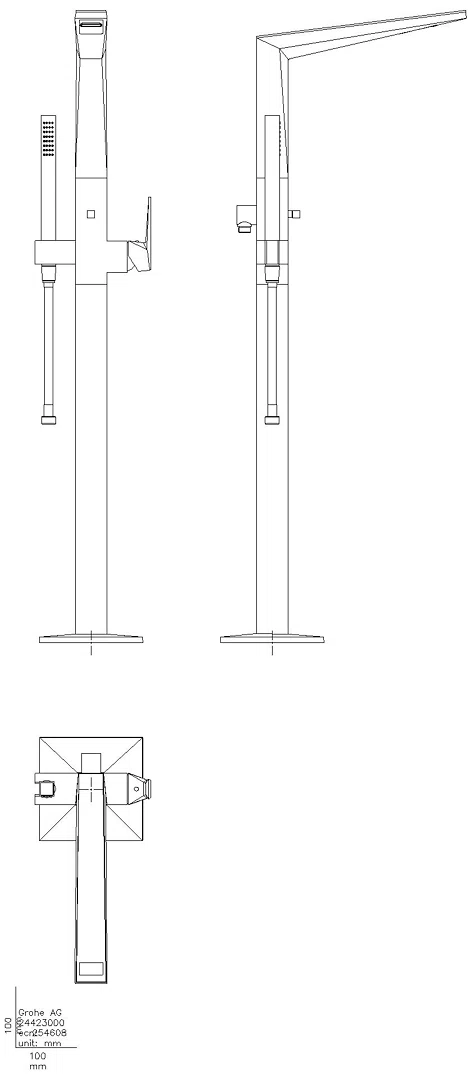 GROHE Wannenbatt. Allure Bril. PC 24424 Bodenmontage Griff VN-Caesarstone chrom