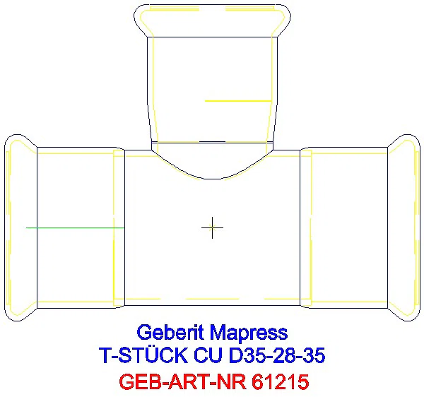 GE Mapress Kupfer T-Stück reduziert d35-28-35_61215_A