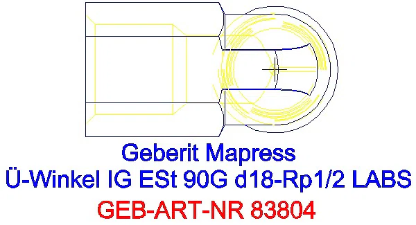 GE Mapress Edelstahl Übergangswinkel 90Gr mit IG (LABS-frei) d18-Rp1/2_83804_G