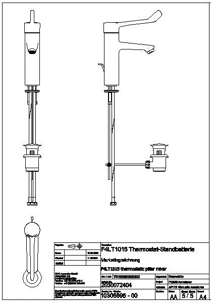 Thermostat-Standbatterie, F4, EHM, 135 mm, Armhebel, Zugstange, F4LT1015